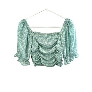 ALTARD STATE ruched crop top floral green size S NWT